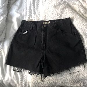 High Waisted Black Denim Short